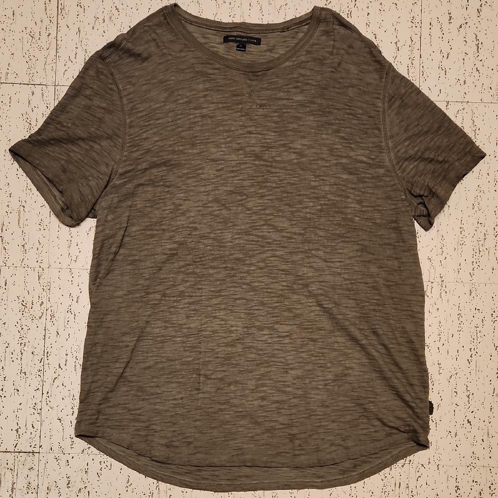 John Varvatos Dark Green Speckled Crewneck T-Shirt